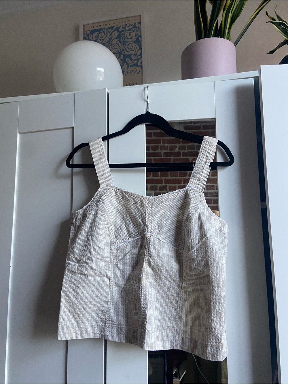 Vintage cream textured tank top